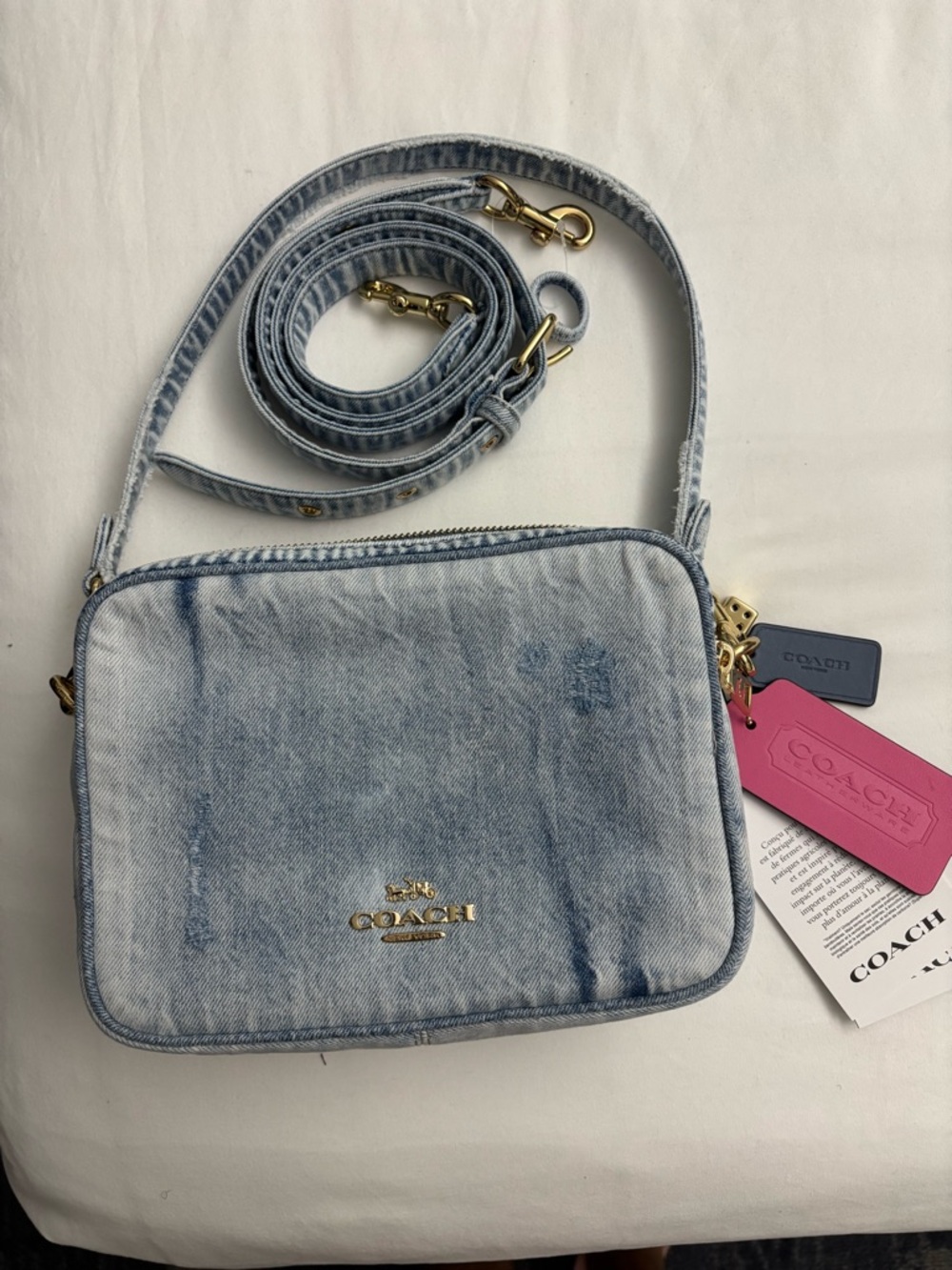Coach Denim Crossbody Bag in Light Blue